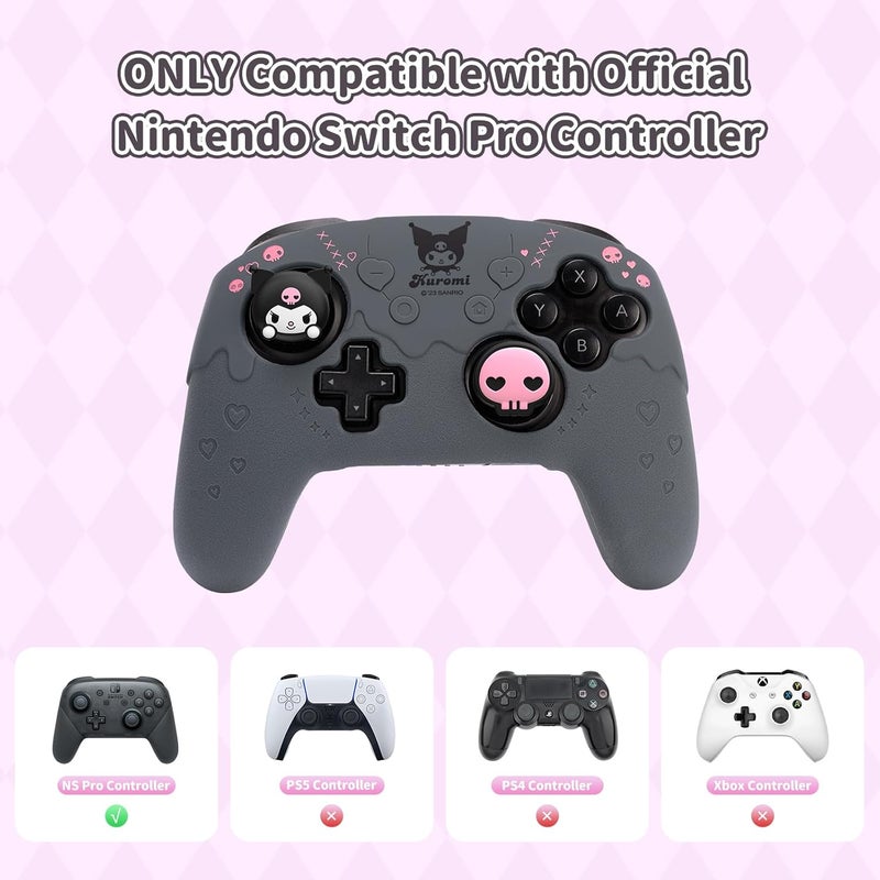 Kuitmor Switch Pro Controller Skin Set,Cute Soft Silicone Protective Cover Skin,Anti-Slip Protective Case for Switch Pro Controller with 2 Thumb Grip Caps and 1 Sticker - Image 2